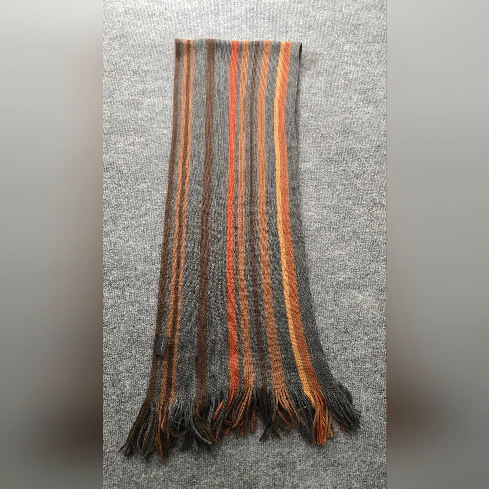 Womens‎ Scarf featuring multicolor stripes and fringe ends. Perfect Pop Of Color